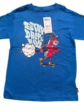 Vans Toddler Graphic Tee Stop Drop & Roll Blue Size 3T 100% Cotton Short Sleeve